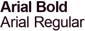 Arial Bold and Arial Regular examples