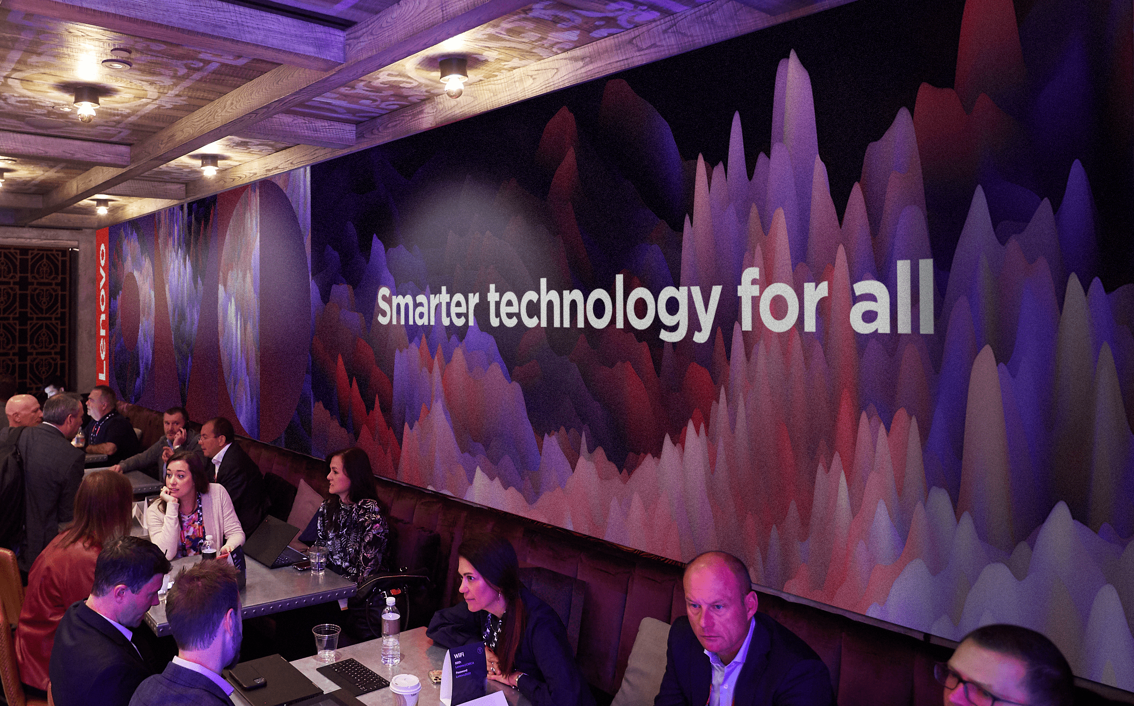 Smarter technology for all on a wall at a Lenovo event