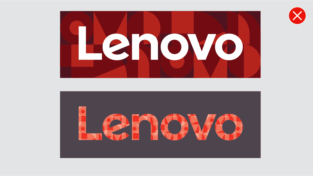 Patterns used inside Lenovo logo with red X