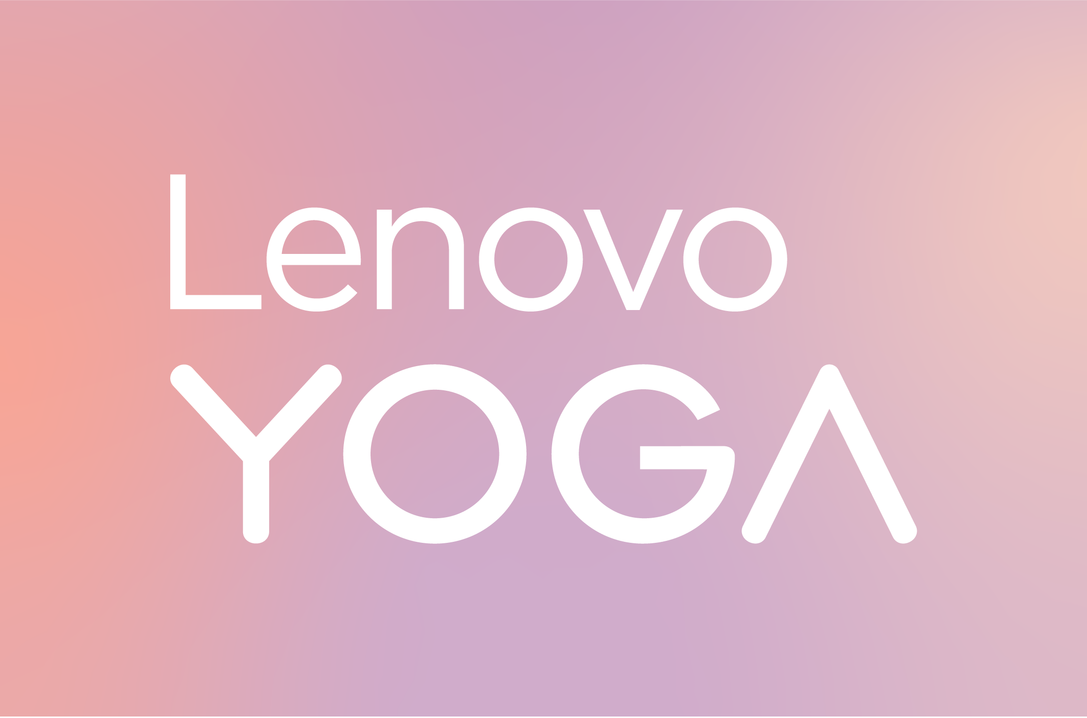 Lenovo Yoga wordmark in white on a pale background does not provide enough visual contrast.