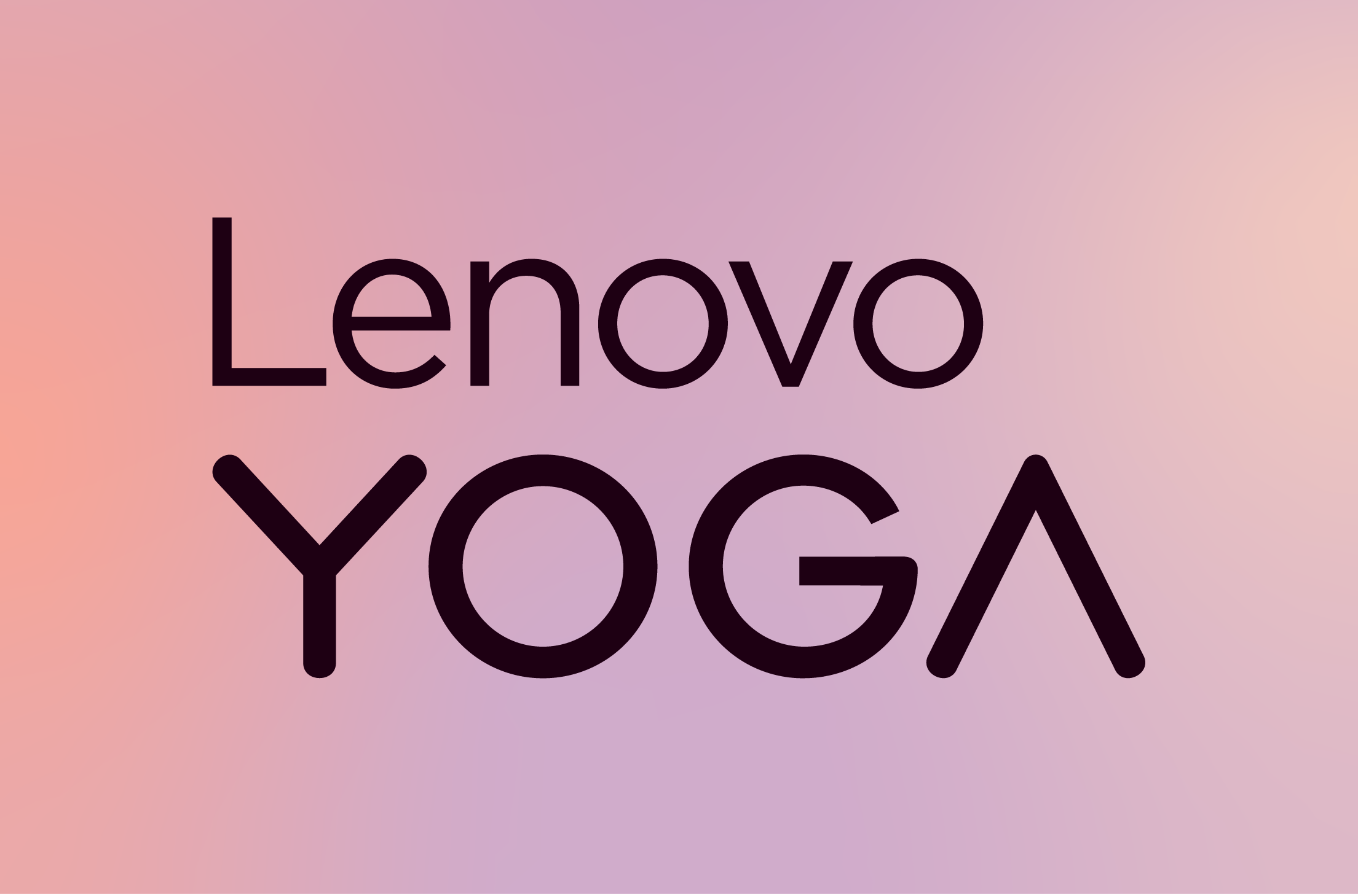 Lenovo Yoga wordmark in a deep color on a pale background.